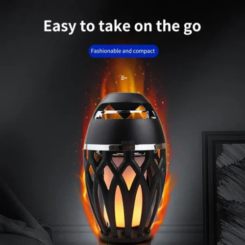 Dynamic Bluetooth-Compatible Subwoofer, Creative LED Flame Torch Portable Wireless Speaker