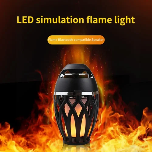Dynamic Bluetooth-Compatible Subwoofer, Creative LED Flame Torch Portable Wireless Speaker