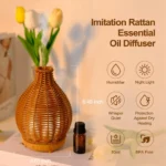 80ml Black Rattan Aroma Diffuser with USB - High Quality for Home & Office