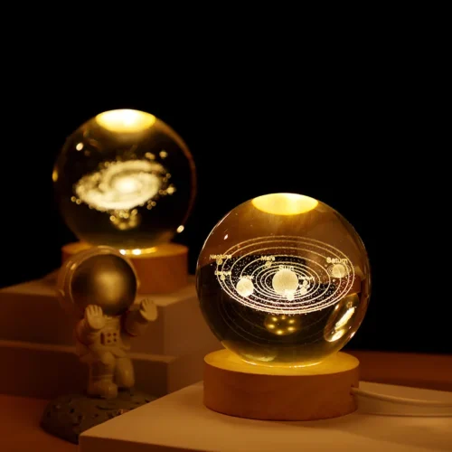 Magical Galaxy Saturn Crystal Ball Night Lamp, 3D Laser Engraved USB Night Light
