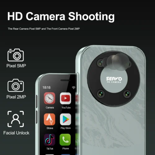 Servo King 9000 Mini Smartphone, 3.0" HD Display, Android 10.0, 4G LTE, 2GB RAM, Face Recognition
