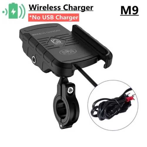 Motorbike Phone Holder with Wireless Charger, 15W Fast Charging, 360° Swivel, IPX6 Waterproof
