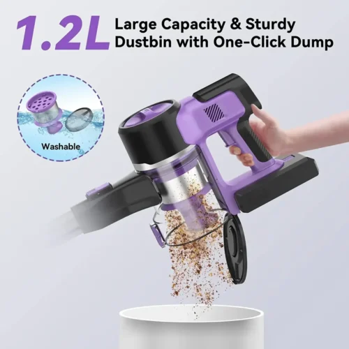 3-Speed Power Mode, Up to 50-Min Run Time, 1.2L Dust Capacity, Ideal for Hardwood Floors and Pet Hair - Image 5