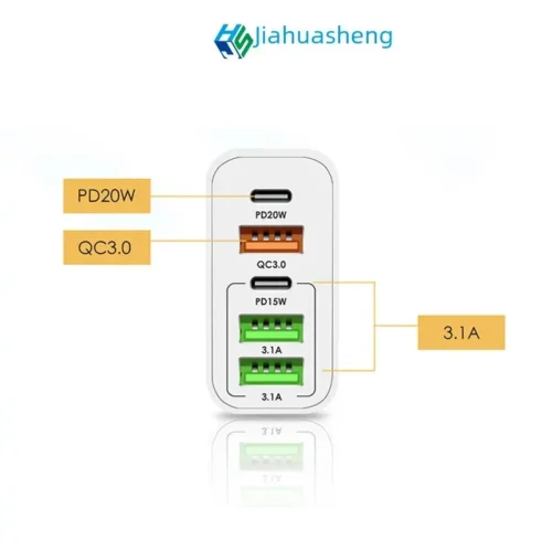 Powerful PD65W Fast Charging Mobile Phone Charger, 5V4A Multi-Port Adapter with 3USB Ports