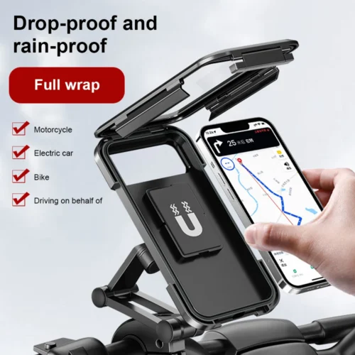 Waterproof Motorcycle Phone Holder, 360° Swivel Universal Bike GPS Mount for Phones Up to 6.7"