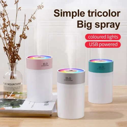 Luminous Portable USB Humidifier, 260ml Air Humidifier with Water Supplement Spray