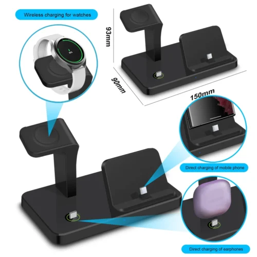 3-in-1 Charging Station, 30W Fast Wireless Charger Dock Stand for Samsung with Type C Connector