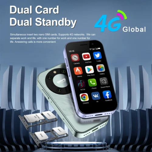 Servo King 9000 Mini Smartphone, 3.0" HD Display, Android 10.0, 4G LTE, 2GB RAM, Face Recognition