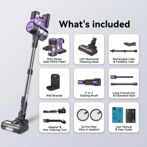 3-Speed Power Mode, Up to 50-Min Run Time, 1.2L Dust Capacity, Ideal for Hardwood Floors and Pet Hair - Image 2