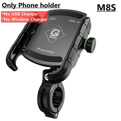 Motorcycle Phone Holder with Wireless Charger, 15W Fast Charging, 360° Swivel, IPX6 Waterproof