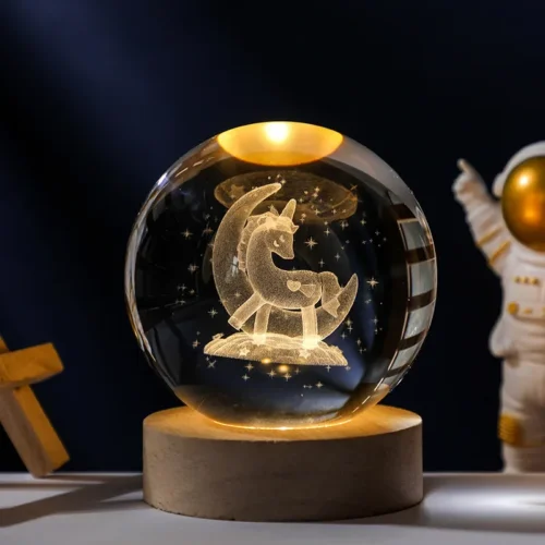 Magical Galaxy Saturn Crystal Ball Night Lamp, 3D Laser Engraved USB Night Light