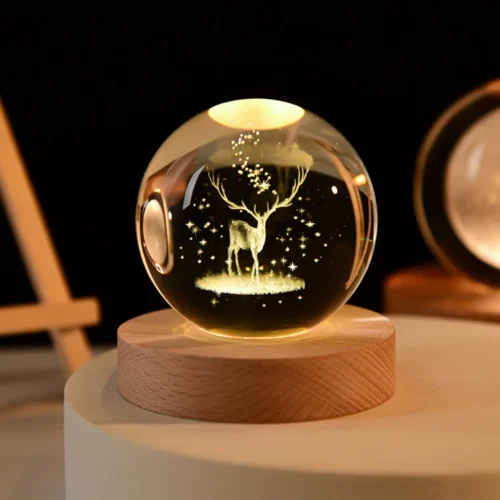 Magical Galaxy Saturn Crystal Ball Night Lamp, 3D Laser Engraved USB Night Light