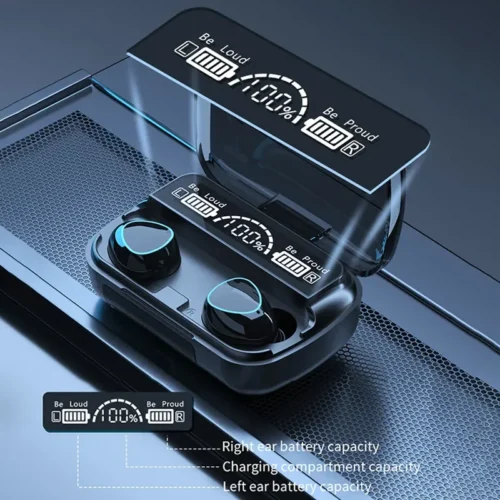Advanced TWS Wireless Bluetooth Headset, Noise Cancelling Mic Earbuds with Waterproof Design and Charge Box