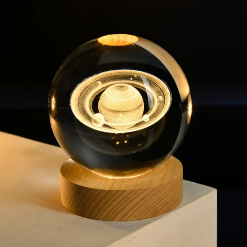 Magical Galaxy Saturn Crystal Ball Night Lamp, 3D Laser Engraved USB Night Light