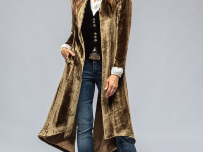 Women's Velvet Long Cardigan Solid Color Vintage Split Jacket Trench Coat Loose Coat