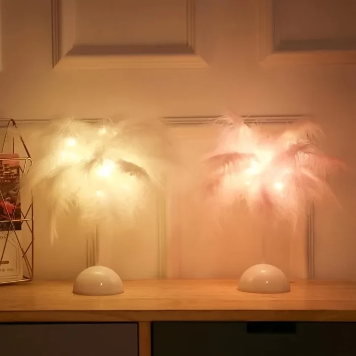 Feather Table Lamp Night Light – Elegant Bedside Lighting for Home Decor