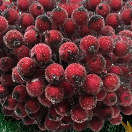 40/20Pcs Artificial Holly Berries Mini Cherry Stamen Berry Frosted Double Head Fake Berries For Christmas