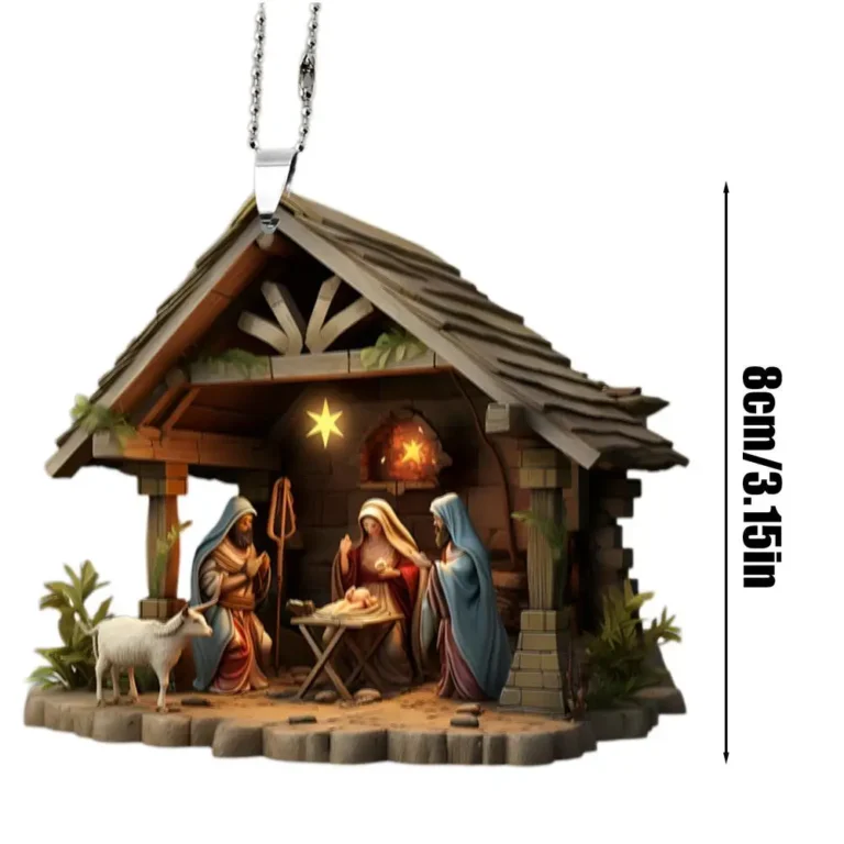 Acrylic Nativity Scene Ornament – Christmas Tree & Car Hanging Decoration