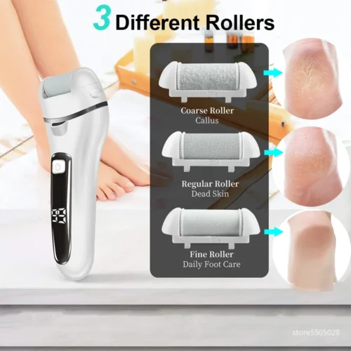 Electric Callus Remover – Professional Rechargeable Foot File with 3 Heads for Cracked Heel & Dead Skin