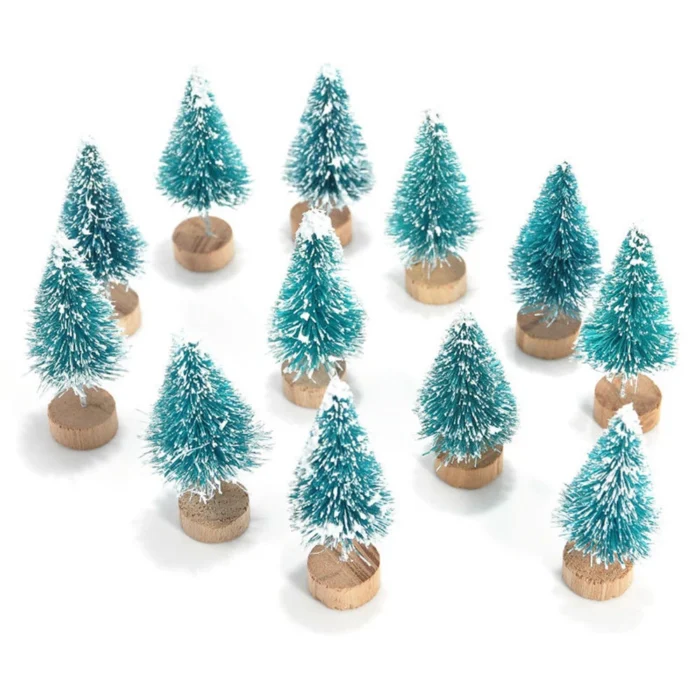 12 Pcs Mini Christmas Tree Sisal Silk Cedar Decoration Small Christmas Tree Gold Silver Blue Green White Mini Tree