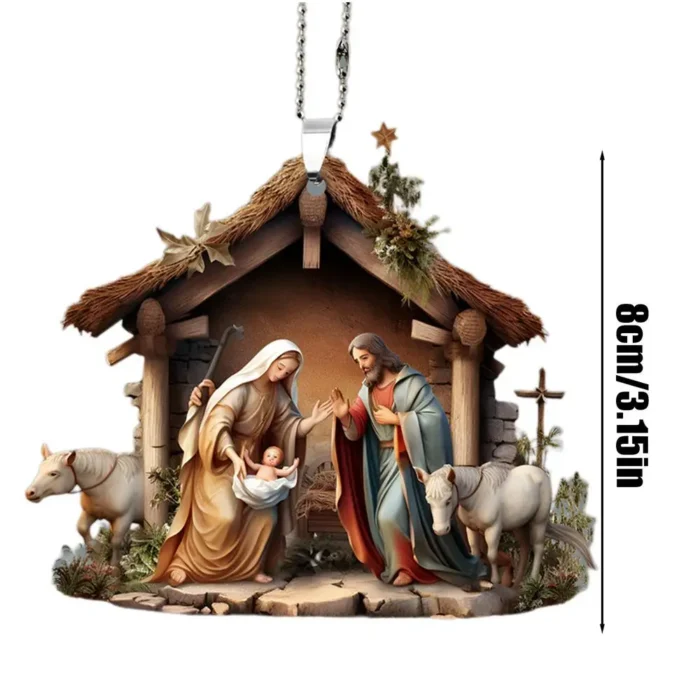 Acrylic Nativity Scene Ornament – Christmas Tree & Car Hanging Decoration