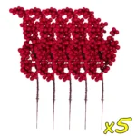 Artificial Red Holly Berry Stems – Christmas Fake Flowers for Xmas Tree, New Year Party, and Home Decor