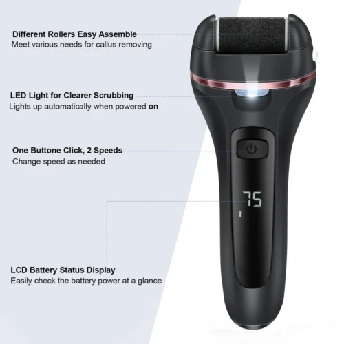 Electric Callus Remover – Professional Rechargeable Foot File with 3 Heads for Cracked Heel & Dead Skin