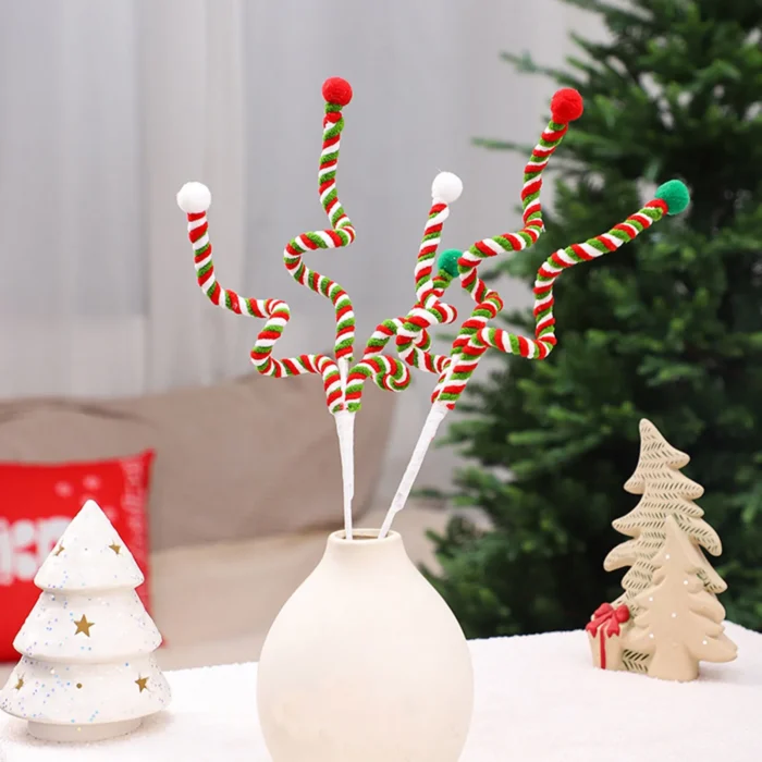 Red Woolen Candy Cane Pick – Christmas Tree, Home, Office, Vase, Party Decoration