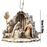 Acrylic Nativity Scene Ornament – Christmas Tree & Car Hanging Decoration