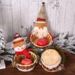 Hand-Woven Christmas Candy Basket – Christmas Bamboo Basket for Xmas & New Year Decor