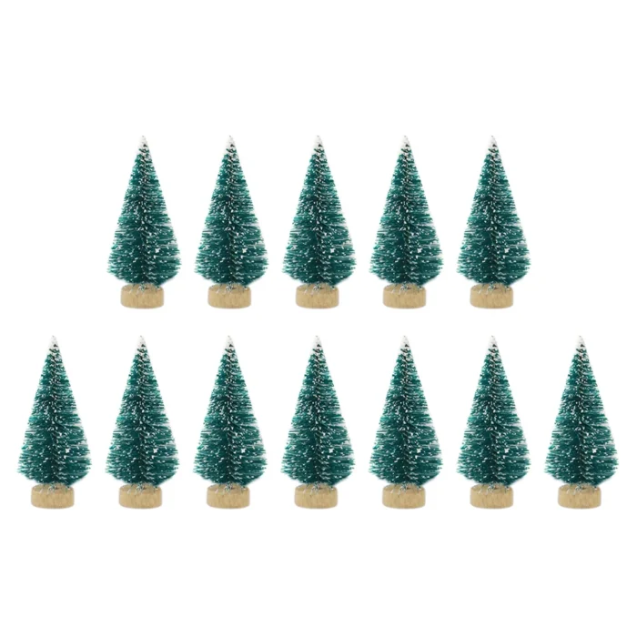 12 Pcs Mini Christmas Tree Sisal Silk Cedar Decoration Small Christmas Tree Gold Silver Blue Green White Mini Tree