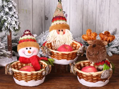 Hand-Woven Christmas Candy Basket – Christmas Bamboo Basket for Xmas & New Year Decor
