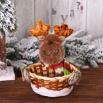 Hand-Woven Christmas Candy Basket – Christmas Bamboo Basket for Xmas & New Year Decor