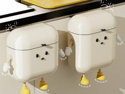 Space-Saving Wall-Mounted Kitchen Trash Can with Lid – No-Bend Design