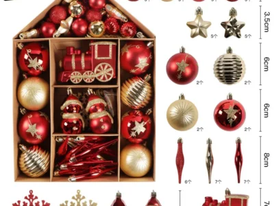 Short Eye-Catching Special-Shaped Christmas Tree Hanging Ornaments 70 Painted Electroplated Balls for DIY Party Decorations