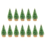 12 Pcs Mini Christmas Tree Sisal Silk Cedar Decoration Small Christmas Tree Gold Silver Blue Green White Mini Tree