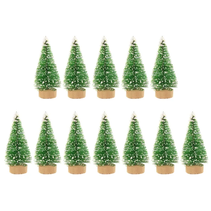 12 Pcs Mini Christmas Tree Sisal Silk Cedar Decoration Small Christmas Tree Gold Silver Blue Green White Mini Tree