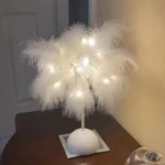 Feather Table Lamp Night Light – Elegant Bedside Lighting for Home Decor