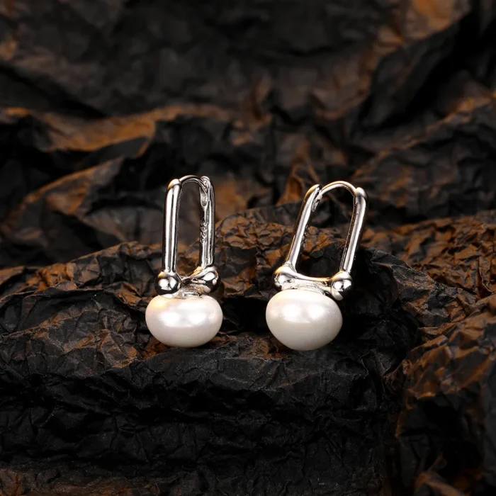 Elegant 925 Sterling Silver Simple Pearl Earrings