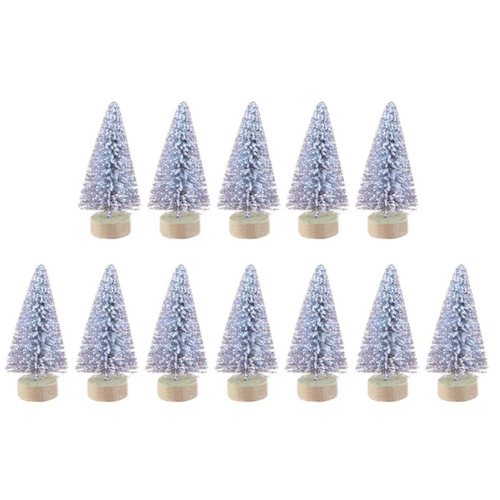 12 Pcs Mini Christmas Tree Sisal Silk Cedar Decoration Small Christmas Tree Gold Silver Blue Green White Mini Tree