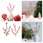 Red Woolen Candy Cane Pick – Christmas Tree, Home, Office, Vase, Party Decoration