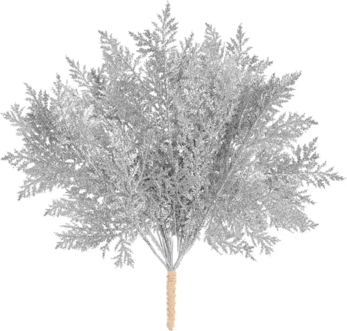 Glitter Artificial Pine Branches Fake Plant Xmas Tree Ornament Gold Glittering Sequin Leaves Christmas Party Home Decor Supplies
