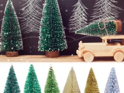 12 Pcs Mini Christmas Tree Sisal Silk Cedar Decoration Small Christmas Tree Gold Silver Blue Green White Mini Tree