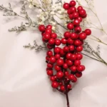 Artificial Red Holly Berry Stems – Christmas Fake Flowers for Xmas Tree, New Year Party, and Home Decor