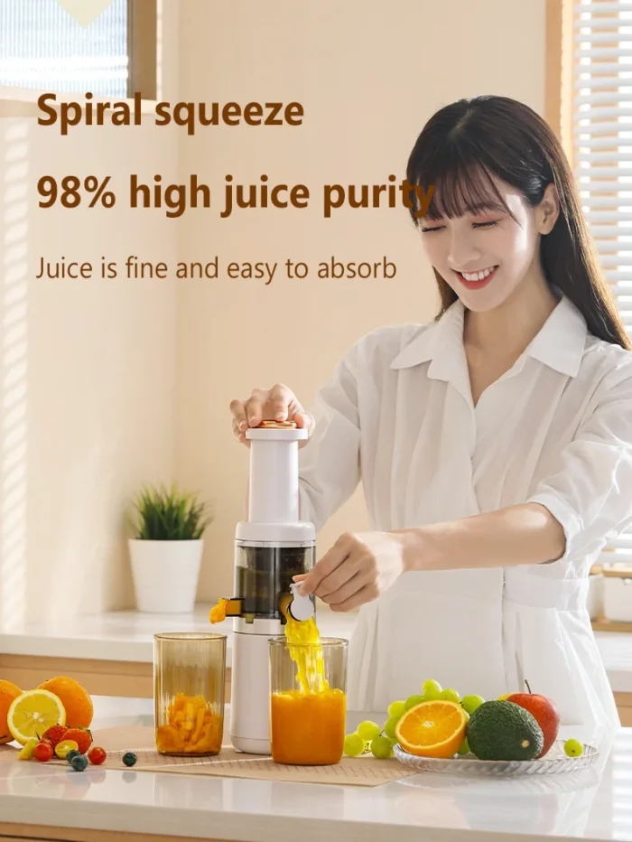 Detachable Washable Juicer – Reversible Slow Speed, Original Juice Separation, Automatic Milkshake Mixer