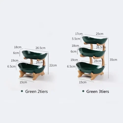 Stylish 3-Tier Plate Holder Set – Partitioned Fruit Bowl, Candy & Cake Trays