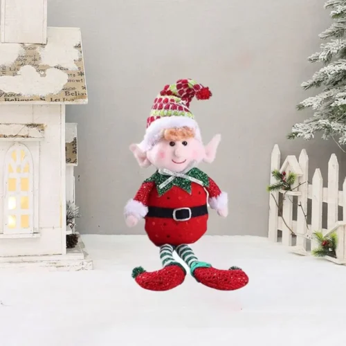Red & Green Christmas Elf Plush Leg Doll Ornaments – Boys & Girls Toys for New Year, Navidad Home Decor