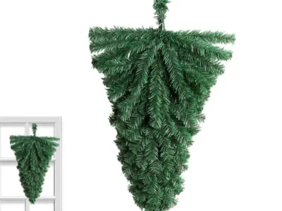 Upside Down Artificial Mistletoe Christmas Tree – Reusable PVC Door Hanging Decoration, Fade Resistant