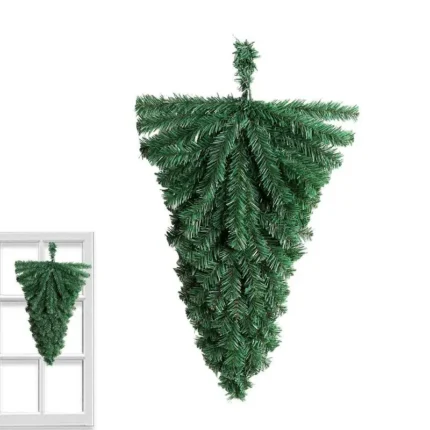 Upside Down Artificial Mistletoe Christmas Tree – Reusable PVC Door Hanging Decoration, Fade Resistant