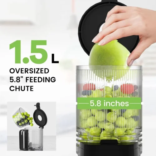 Efficient 350W Slow Cold Press Juicer – Extra-Large 6.5'' Chute for Whole Fruits